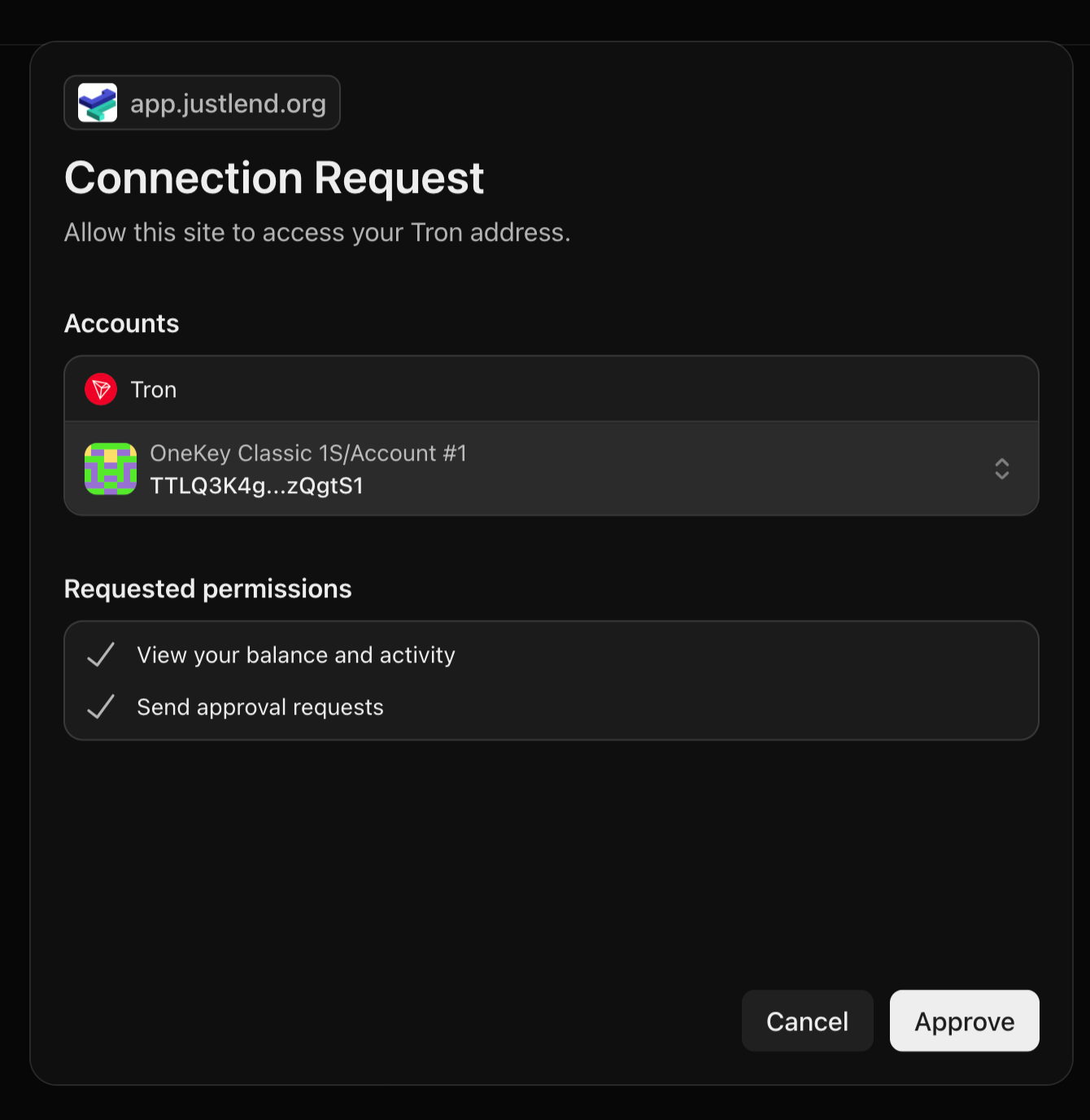 2 Approve JustLend Connection.png