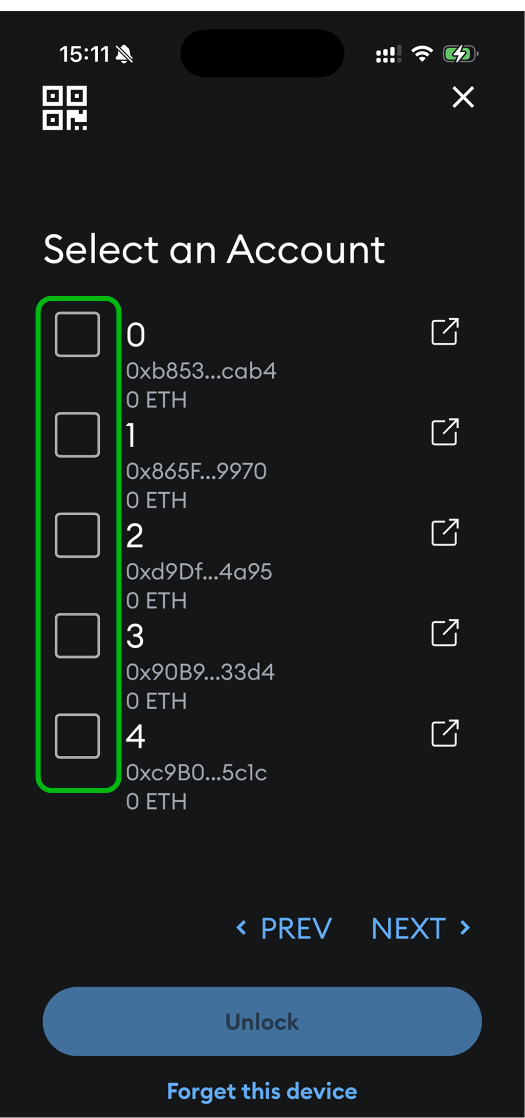 Metamask unlock OneKey Pro accounts.png